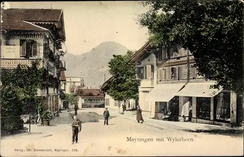 Ak Meiringen Kt. Bern Schweiz, Straßenpartie, Wylerhorn