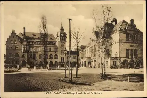 Ak Jena in Thüringen, Carl Zeiss Stiftung, Lesehalle mit Volkshaus