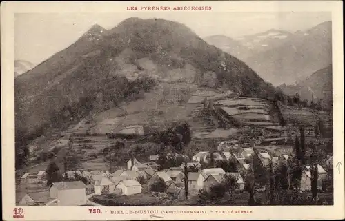 Ak Ustou Ariege, Bielle, Vue générale