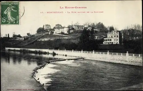 Ak Montrejeau Haute Garonne, La Rive Gauche de la Garonne