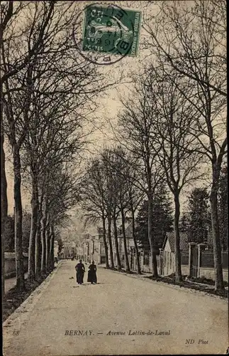 Ak Bernay Eure, Avenue Lottin de Laval