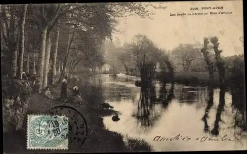 Ak Pont Aven Finistère, Les bords de l'Aven au Bois d'Amour