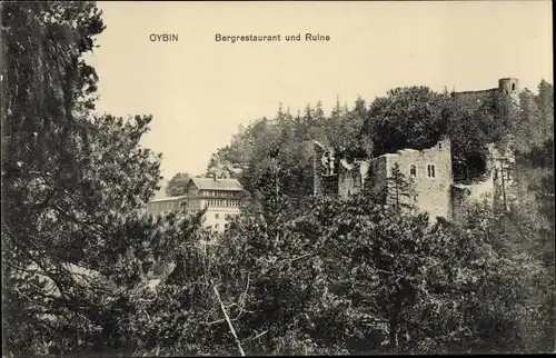 Ak Oybin in Sachsen, Bergrestaurant, Ruine