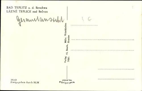 Ak Teplice nad Bečvou Teplitz Bad Region Olmütz, Gesamtansicht