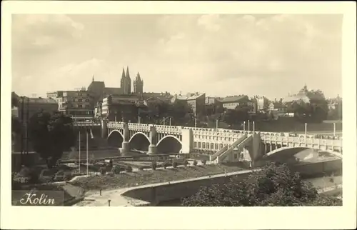 Ak Kolín Köln an der Elbe Mittelböhmen, Brückenpartie