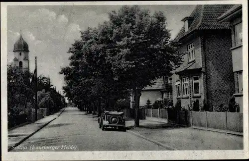 Ak Soltau Lüneburger Heide Niedersachsen, Straßenpartie, Auto, Kirche