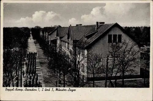 Ak Munster im Heidekreis, Truppenübungsplatz, Munsterlager, Doppel Komp Baracken 1 2 3