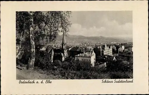 Präge Passepartout Ak Děčín Tetschen Bodenbach Elbe Region Aussig, Gesamtansicht