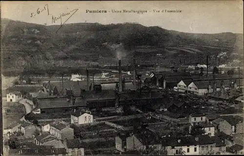 Ak Pamiers Ariège, Usine Metallurgique, vue d'ensemble