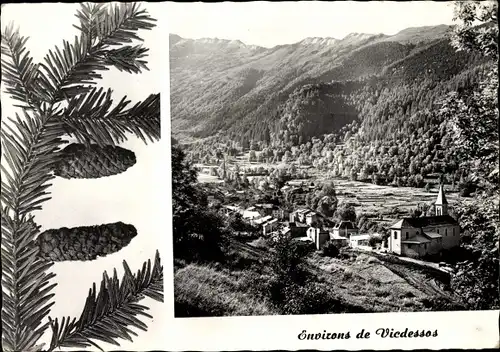 Passepartout Ak Goulier Ariège, Blick auf den Ort