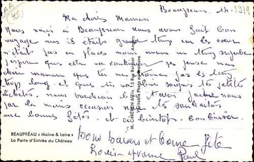 Ak Beaupréau Maine et Loire, Schloss, Eingang