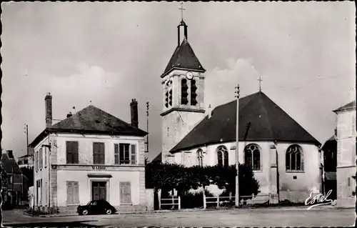 Ak Dammartin en Serve Yvelines, La Mairie et l'Eglise
