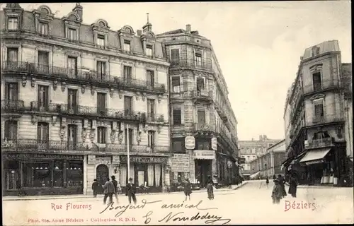 Ak Béziers Hérault, Rue Flourens, Cafe de la Mairie