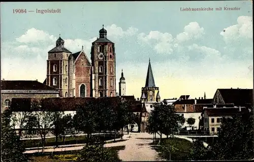 Ak Ingolstadt an der Donau Oberbayern, Liebfrauenkirche mit Kreuztor