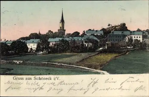 Ak Schöneck im Vogtland, Panorama, Kirche