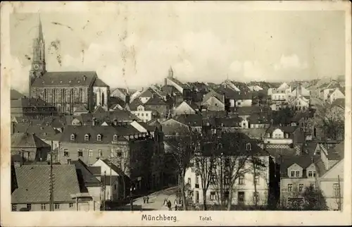 Ak Münchberg in Oberfranken Bayern, Panorama, Kirche