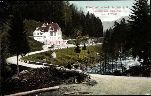 Ak Raumünzach Forbach im Schwarzwald, Gasthaus zum Wasserfall