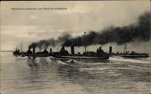 Ak Deutsches Kriegsschiff, Hochseetorpedoboote zum Manöver auslaufend