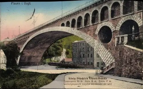 Ak Plauen im Vogtland, König Friedrich August Brücke