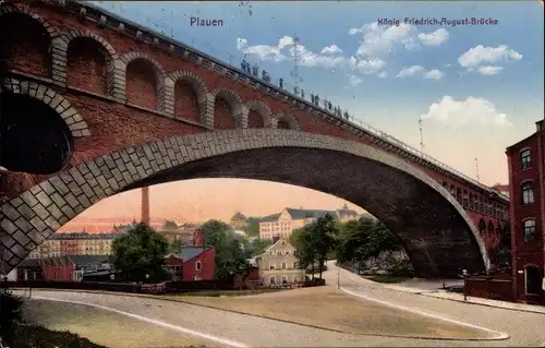 Ak Plauen im Vogtland, König Friedrich August Brücke