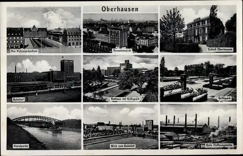 Ak Oberhausen im Ruhrgebiet, Polizeipräsidium, Schloss, Bahnhof, Rathaus, Gute Hoffnungshütte