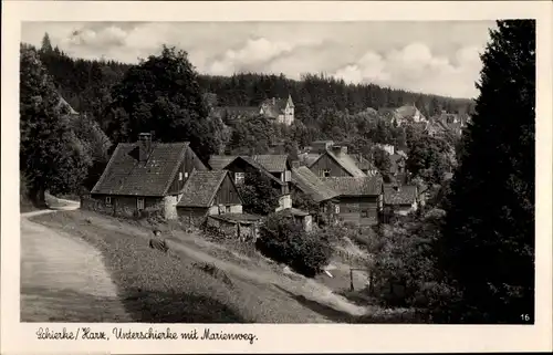 Ak Schierke Wernigerode am Harz, Unterschierke mit Marienweg