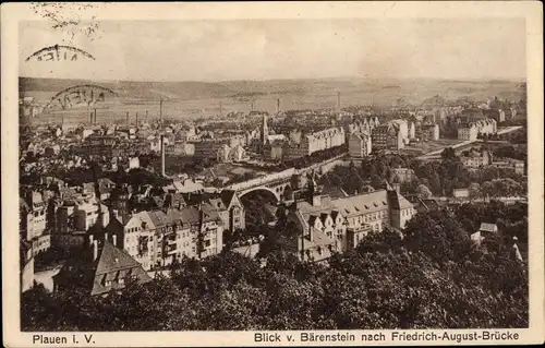 Ak Plauen im Vogtland, Panorama vom Bärenstein, Friedrich August Brücke