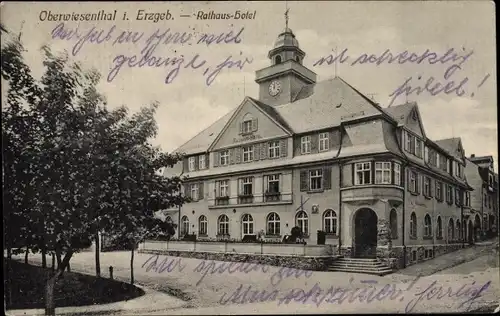 Ak Oberwiesenthal im Erzgebirge, Rathaus Hotel