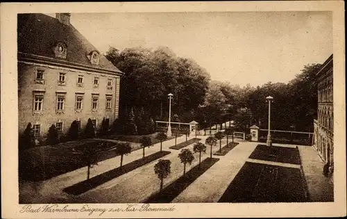 Ak Cieplice Śląskie Zdrój Bad Warmbrunn Riesengebirge Schlesien, Eingang zur Kurpromenade