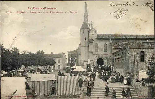 Ak Pibrac Haute Garonne, L'Arrivée d'un Péleinage à l'Église