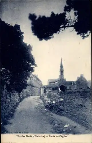 Ak Île de Batz Finistere, Route de l'Eglise