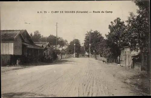 Ak Souge Gironde, Route du Camp