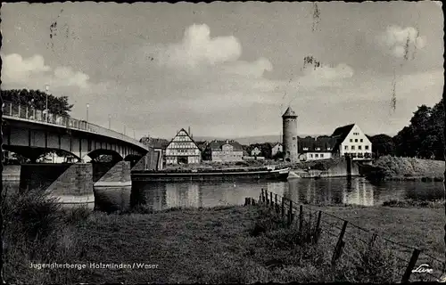 Ak Holzminden an der Weser, Jugendherberge, Weserpartie