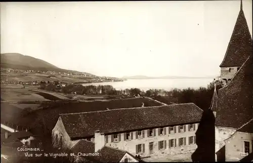 Ak Colombier Kanton Neuenburg Schweiz, Vue sur le Vignoble et Chaumont