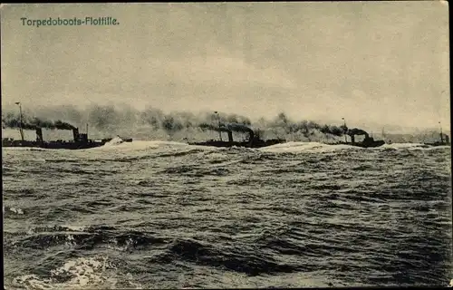 Ak Torpedoboots Flottille, deutsche Kriegsschiffe, Kaiserliche Marine