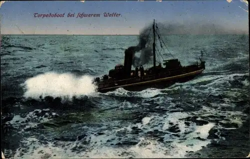 Ak Torpedoboot bei schwerem Wetter, deutsche Kriegsschiffe im I. WK