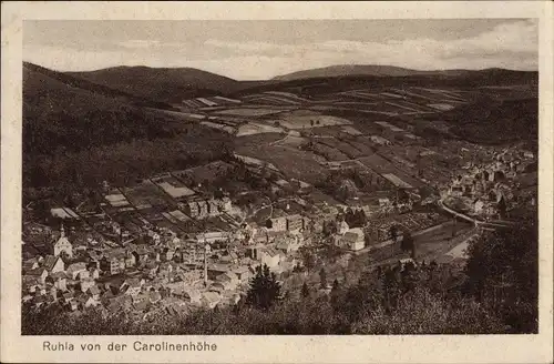 Ak Ruhla in Westthüringen, Panorama von der Carolinenhöhe