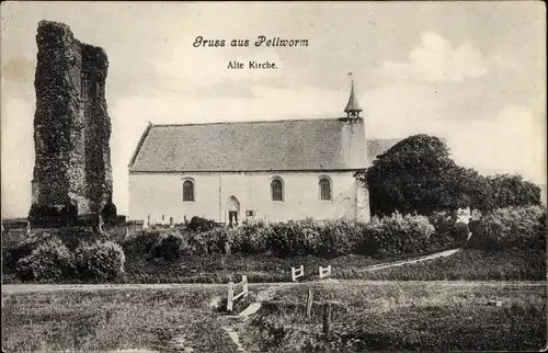 Ak Pellworm in Schleswig Holstein, Alte Kirche, Ruine