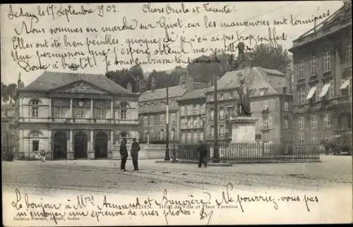 Ak Sedan Ardennes, Hôtel de Ville et Place Turenne