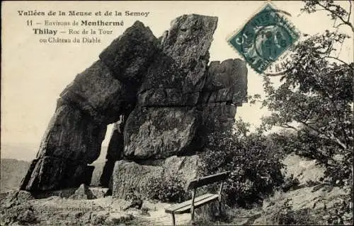 Ak Monthermé Ardennes, Roc de la Tour ou Château du Diable