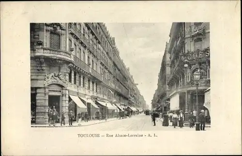Ak Toulouse Haute Garonne, Rue Alsace Lorraine