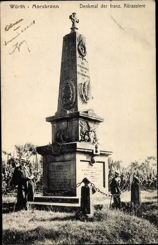 Ak Wœrth Wörth an der Sauer Elsass Bas Rhin, Denkmal der französischen Kürassiere