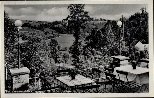 Ak Klipphausen Sachsen, Sommerfrische Triebischtalbaude, Terrassenausblick