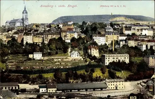 Ak Annaberg Buchholz im Erzgebirge, Panorama, Kirche