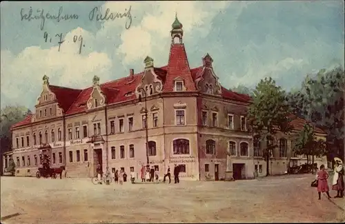 Künstler Ak Pulsnitz Sachsen, Hotel Schützenhaus