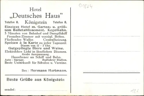 Ak Königstein an der Elbe Sächsische Schweiz,Hotel, Restaurant Deutsches Haus