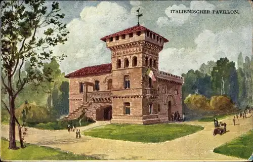 Künstler Ak Wien, Internationale Jagdausstellung 1910, italienischer Pavillon