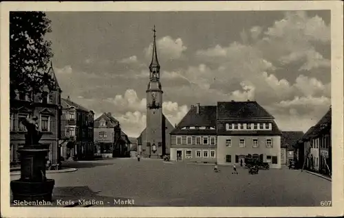 Ak Siebenlehn Großschirma im Kreis Mittelsachsen, Markt, Rathaus, Kirche