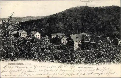 Ak Bad Suderode Quedlinburg im Harz, Hotel Michaelis, Preußenturm
