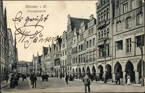 Ak Münster in Westfalen, Prinzipalmarkt, Handlung Th. Henningfeld